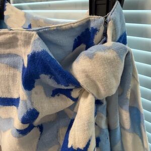 LOFT Blue and White Asymmetrical Skirt